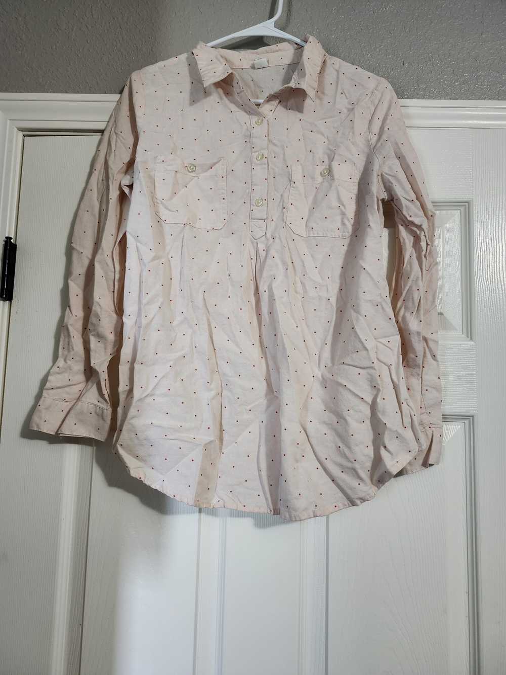 Men's Light Pink Dotted Long-Sleeve Shirt